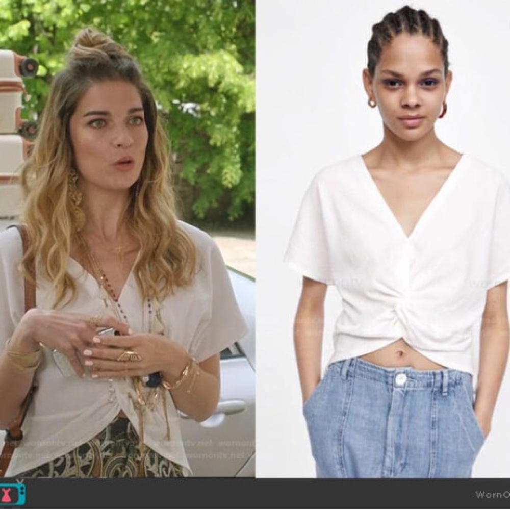 ALEXIS ROSE Zara White Knit Top S